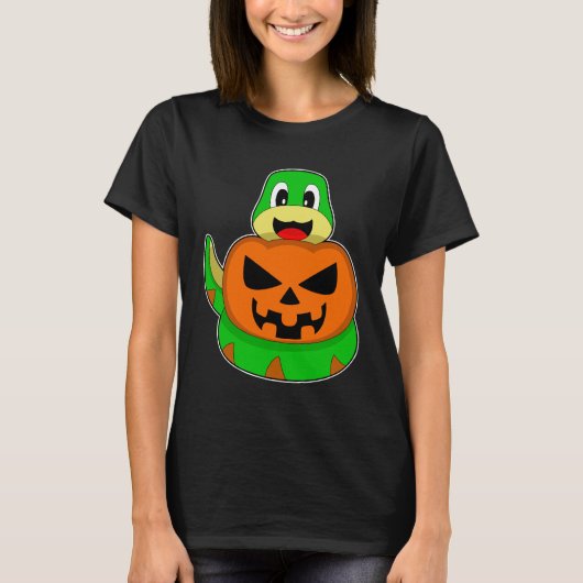 スネークハロウィーンカボチャ Tシャツ (正面)