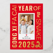 スネークフレーム箔幸せ中国の年賀状 箔シーズンカード (正面)