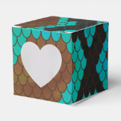 スネークブラウンおよびティール（緑がかった色）プリント フェイバーボックス (正面サイド)