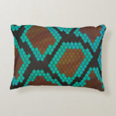 スネークブラウンとティール（緑がかった色）プリントシルエット アクセントクッション (裏面)