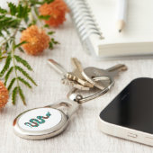 スネークブラウンとティール（緑がかった色）プリントシルエット キーホルダー (側面)