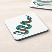 スネークブラウンとティール（緑がかった色）プリントシルエット コースター (左側)