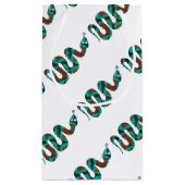 スネークブラウンとティール（緑がかった色）プリントシルエット スモールペーパーバッグ (裏面)