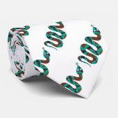 スネークブラウンとティール(緑がかった色)プリントシルエット ネクタイ (ロール)