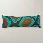 スネークブラウンとティール（緑がかった色）プリントシルエット ボディピロー (裏面)