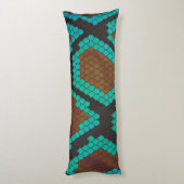 スネークブラウンとティール（緑がかった色）プリントシルエット ボディピロー (裏面 (縦))