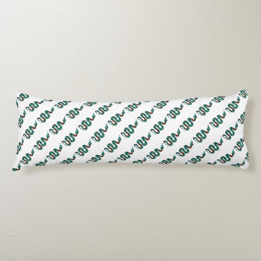 スネークブラウンとティール（緑がかった色）プリントシルエット ボディピロー (正面)