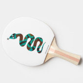 スネークブラウンとティール（緑がかった色）プリントシルエット 卓球ラケット (横)