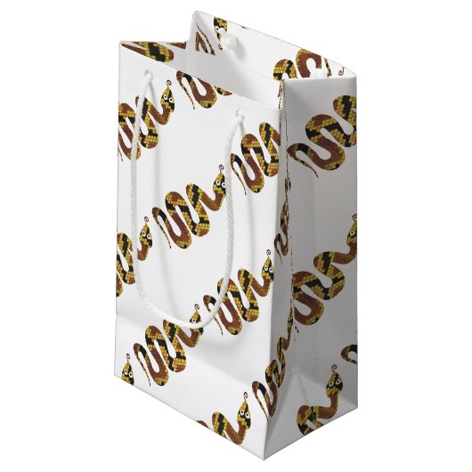 スネークブラウンと金ゴールドシルエット スモールペーパーバッグ (正面アングル)