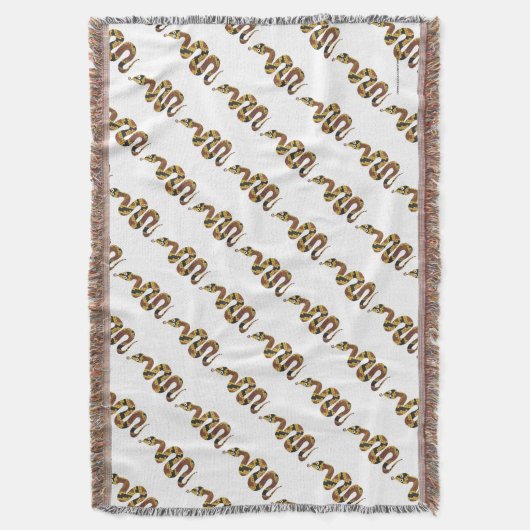 スネークブラウンと金ゴールドシルエット スローブランケット (正面縦)