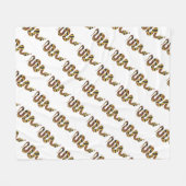 スネークブラウンと金ゴールドシルエット フリースブランケット (正面(横))