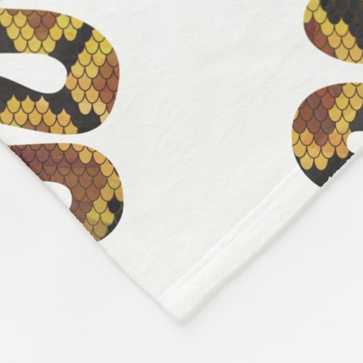 スネークブラウンと金ゴールドシルエット フリースブランケット (角)