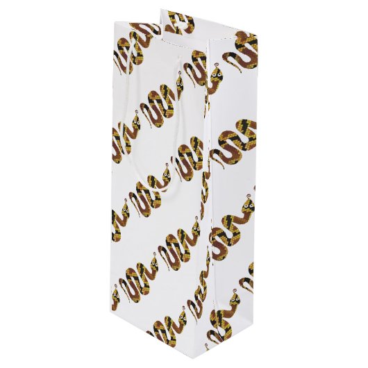 スネークブラウンと金ゴールドシルエット ワインギフトバッグ (正面アングル)