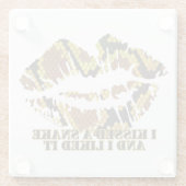 スネークブラウンと金ゴールドプリントにキス ガラスコースター (裏面)