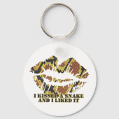 スネークブラウンと金ゴールドプリントにキス キーホルダー (正面)