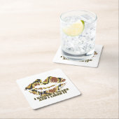 スネークブラウンと金ゴールドプリントにキス スクエアペーパーコースター (インサイチュ)