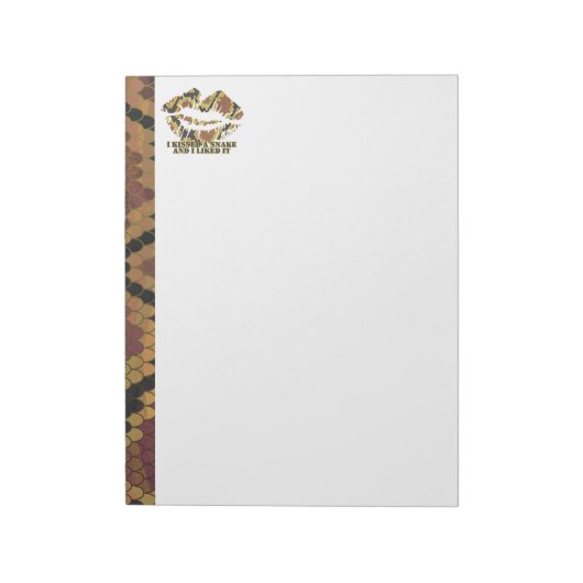 スネークブラウンと金ゴールドプリントにキス ノートパッド (回転)