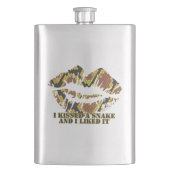 スネークブラウンと金ゴールドプリントにキス フラスク (正面)