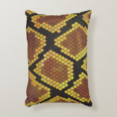 スネークブラウンと金ゴールドプリント アクセントクッション (正面(垂直))