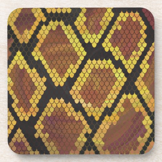 スネークブラウンと金ゴールドプリント コースター (正面)