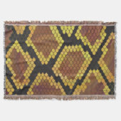 スネークブラウンと金ゴールドプリント スローブランケット (正面)
