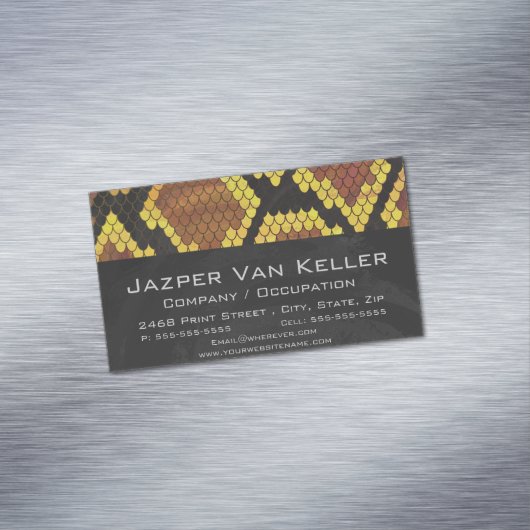 スネークブラウンと金ゴールドプリント マグネット名刺 (インサイチュ)