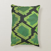 スネークブラックとグリーンのプリントシルエット アクセントクッション (裏面(縦))
