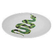 スネークブラックとグリーンのプリントシルエット カッティングボード (角)