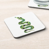 スネークブラックとグリーンのプリントシルエット コースター (左側)