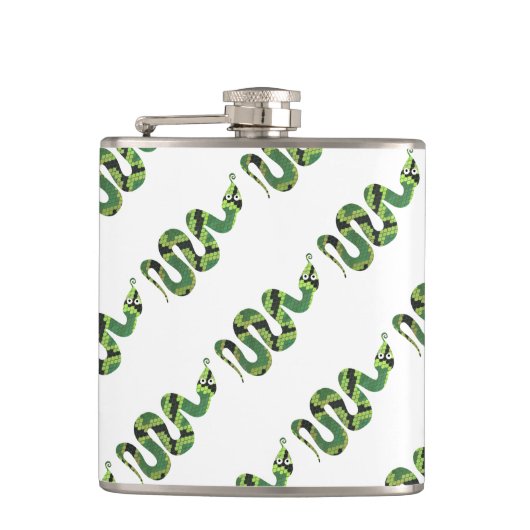 スネークブラックとグリーンのプリントシルエット フラスク (正面)