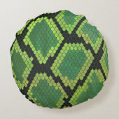 スネークブラックとグリーンのプリントシルエット ラウンドクッション (裏面)
