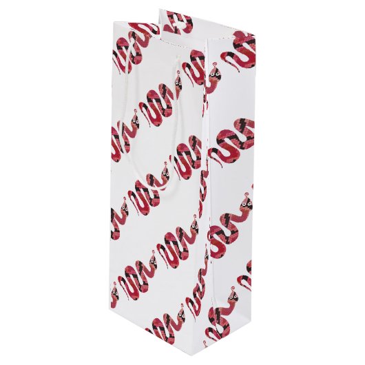 スネークブラックとレッドシルエット ワインギフトバッグ (正面アングル)