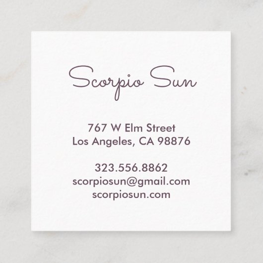 スネークプラントアストロロジヨガヒーラータロットオカルト スクエア名刺 (裏面)