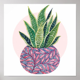 スネークプラントカラフル水彩イラストレーション ポスター