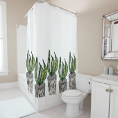 スネークプラント手描きイラストレーション シャワーカーテン (インサイチュ)