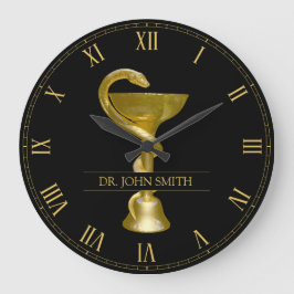 スネークメディカルボウル衛生人金ゴールドカドゥセウス名 ラージ壁時計