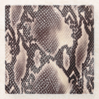 スネークレザー：シームレスブラウン ガラスコースター