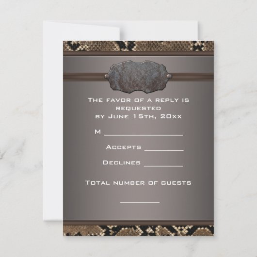 スネークレザーRSVP応答カード招待状 出欠カード (裏面)