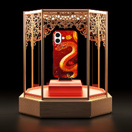 スネークレッド&金ゴールド iPhone 16ケース