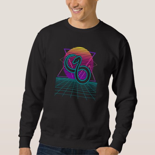スネークレトロ80sスタイルボールPython Boa Encrittor スウェットシャツ (正面)