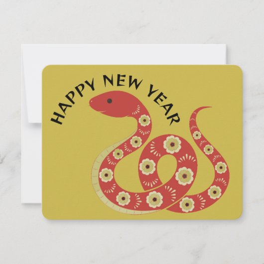 スネーク中国の2025年フラットノートカードの新年 ノートカード (正面)