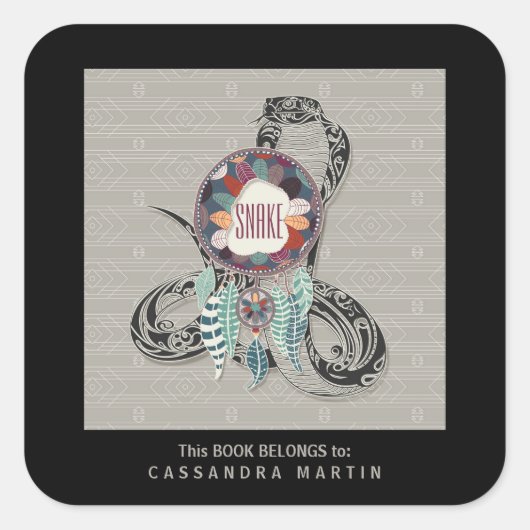 スネーク先住民アメリカ動物霊書 スクエアシール (正面)