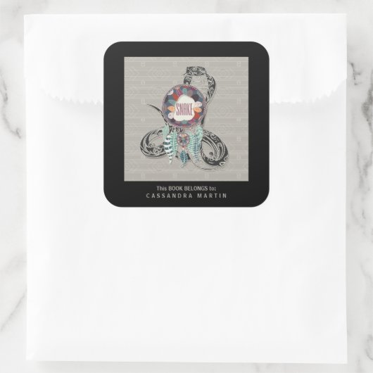 スネーク先住民アメリカ動物霊書 スクエアシール (バッグ)