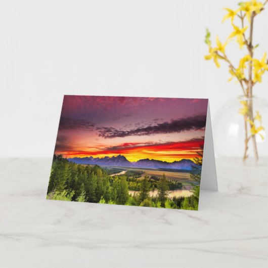 スネーク川の夏の日没は見落とします カード (黄色い花)