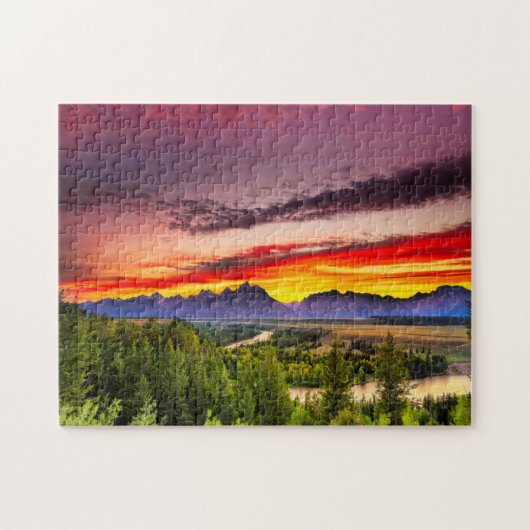 スネーク川の夏の日没は見落とします ジグソーパズル (横)