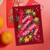 スネーク月年賀状の赤い年 シーズンカード