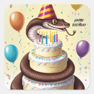 スネーク絞首刑ケーキ誕生日 スクエアシール