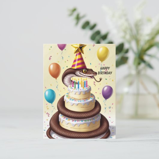 スネーク絞首刑ケーキ誕生日 ポストカード (スタンド正面)