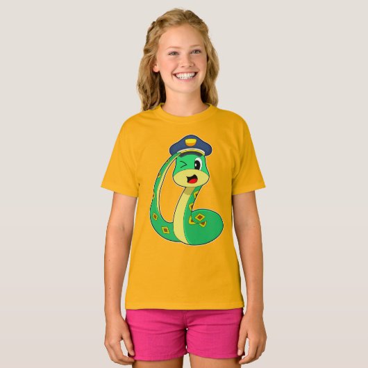 スネーク警察帽子警察 Tシャツ (正面フル)