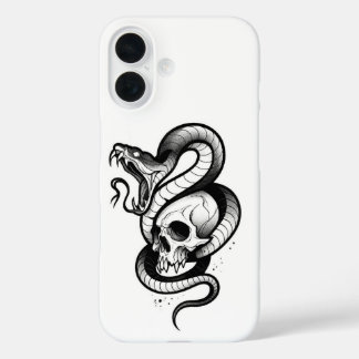 スネーク＆スカルゴシックiPhoneケース - ダークタトゥーS iPhone 16ケース